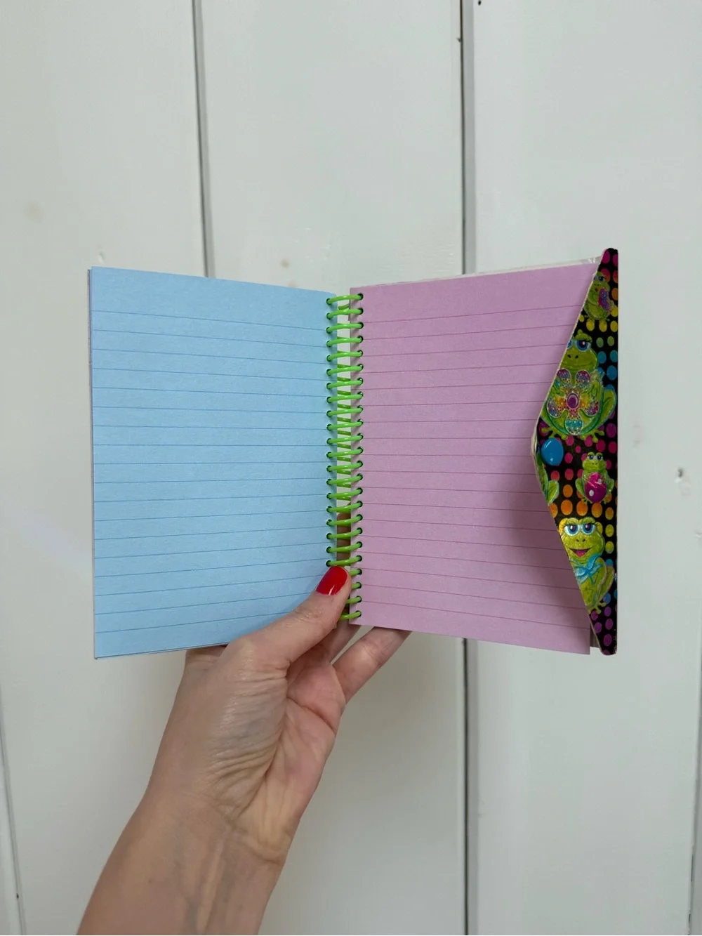 Vintage Lisa Frank Frog Spiral Snap Notebook – Holographic Glitter Y2K